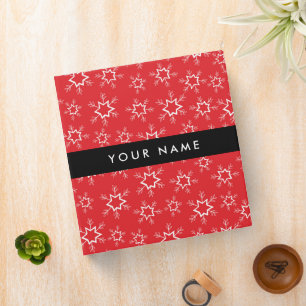 Red and White Snowflakes, Your name, Personalize Binder