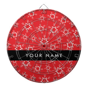Red and White Snowflakes, Your name, Personalize Dartboard