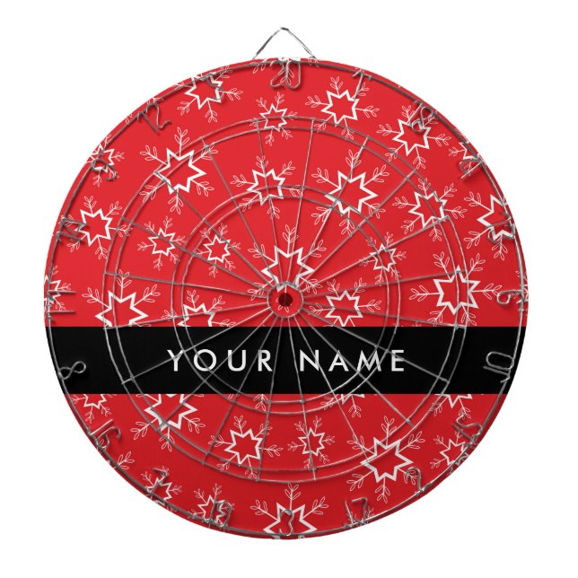 Red and White Snowflakes, Your name, Personalize Dartboard (Front)