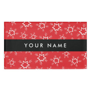 Red and White Snowflakes, Your name, Personalize Name Tag