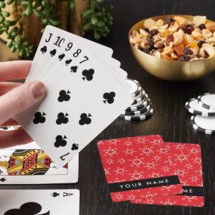 Red and White Snowflakes, Your name, Personalize Playing Cards