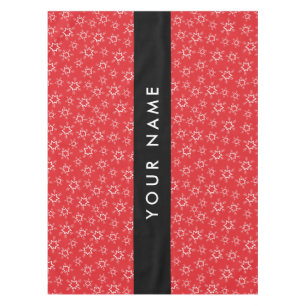 Red and White Snowflakes, Your name, Personalize Tablecloth