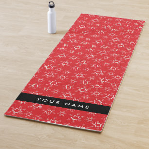 Red and White Snowflakes, Your name, Personalize Yoga Mat