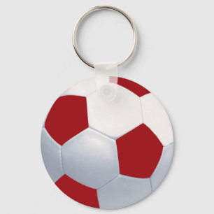 Red and White Soccer Ball Keychain
