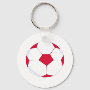 Red and White Soccer Ball Keychain