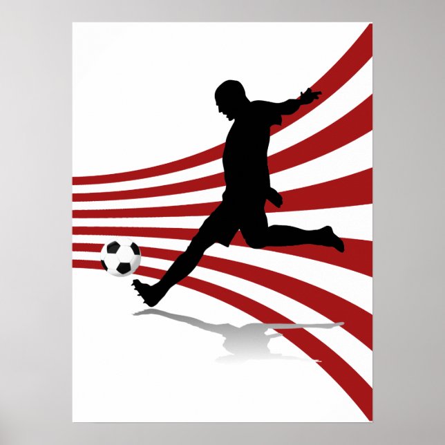 Red and White Soccer Player Poster (Front)