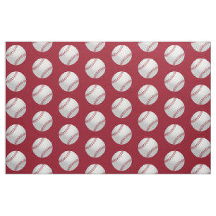 Red And White Sports Theme Baseball Pattern Fabric