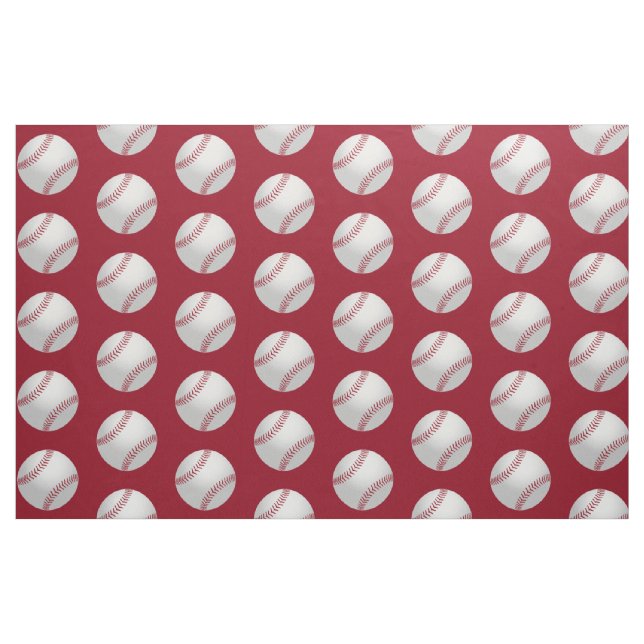 Red And White Sports Theme Baseball Pattern Fabric (Fat Quarter)