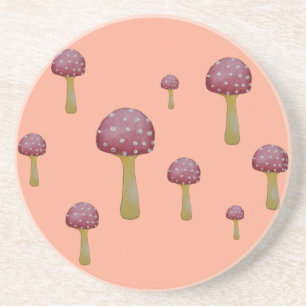 Red and white spotted mushroom coaster