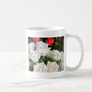 Red and white spring roses coffee mug