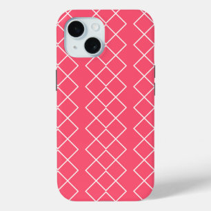 Red and White Square Chains iPhone 15 Case