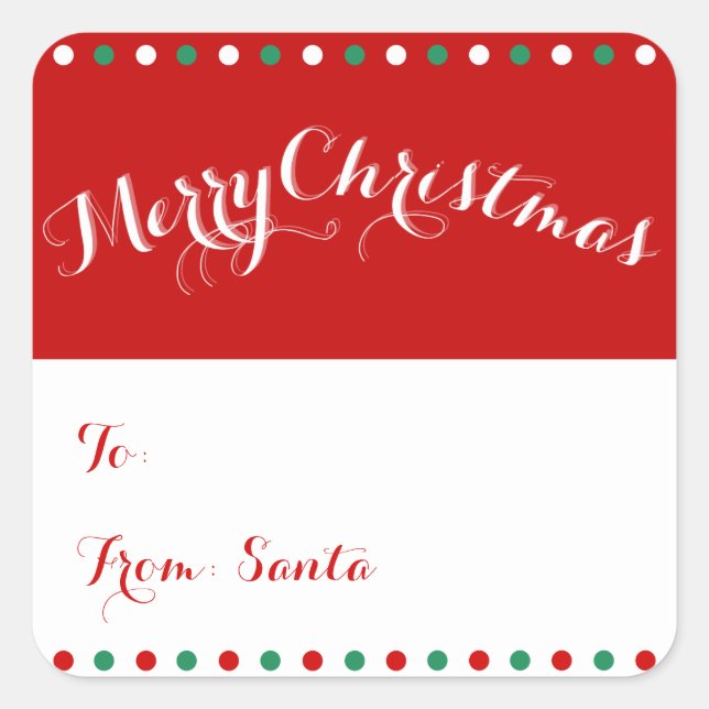 Red And White Square Christmas Gift Tag (Front)