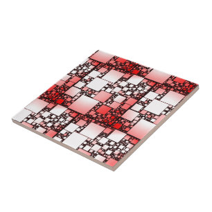 Red and White Square Dancing Ceramic Tile