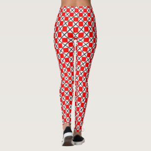 Red and White Squares Leggings