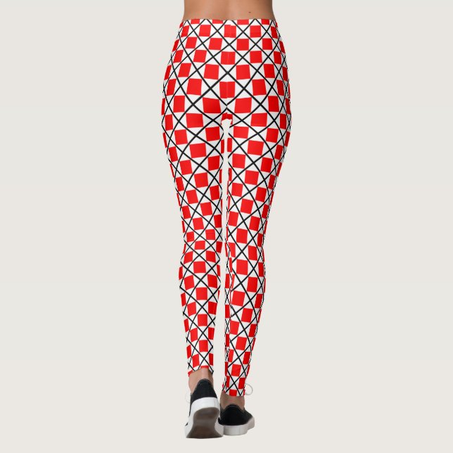 Red and White Squares Leggings (Back)