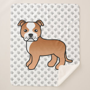Red And White Staffordshire Bull Terrier Dog Sherpa Blanket