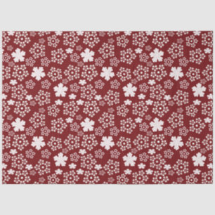 Red and White Star and Snowflake Winter Pattern Tissue Paper