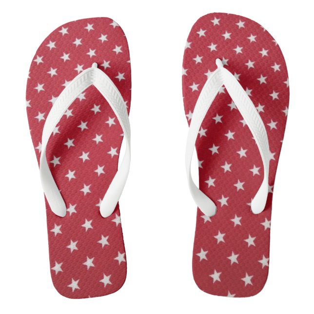 Red and White Star Flip Flops (Footbed)