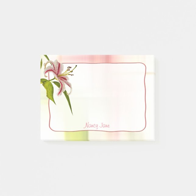 Red and White Star Lily Floral Photography Post-it Notes (Front)