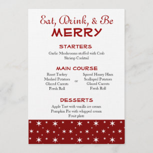 Red and White Stars Christmas Menu Invitation