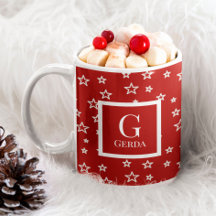 Red and White Stars with Monogram and Name