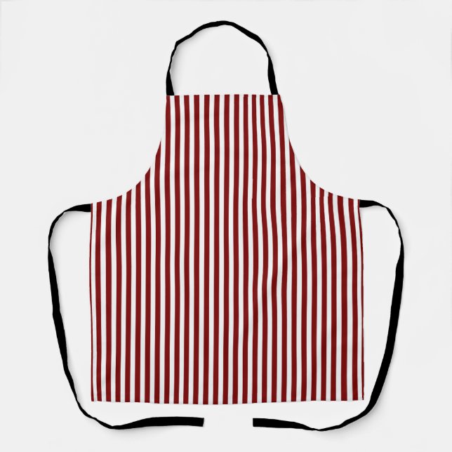 Red and White Stripe Allover Apron (Front)
