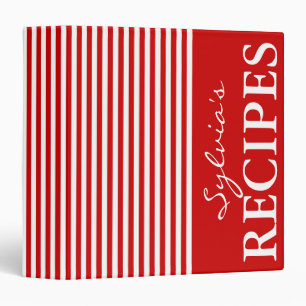 Red and white stripe design recipe binder book