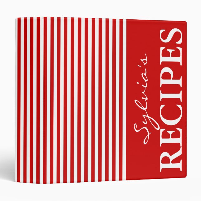 Red and white stripe design recipe binder book (Front/Spine)
