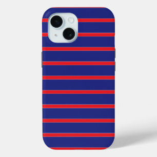 Red and white stripe on navy blue iPhone 15 case