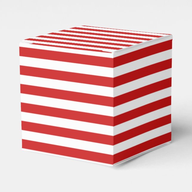 Red and White Stripe Pattern Favor Box (Front Side)