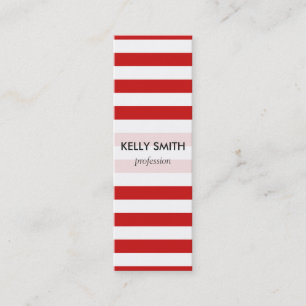Red and White Stripe Pattern Mini Business Card