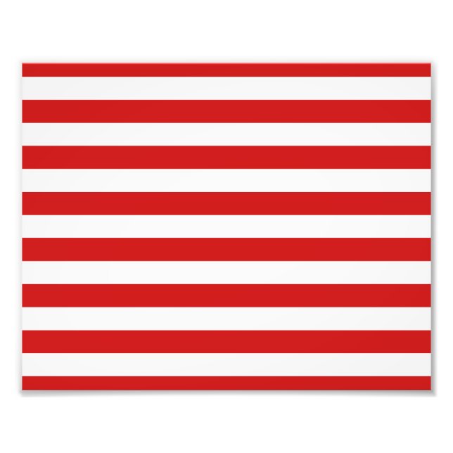 Red and White Stripe Pattern Photo Print (Front)