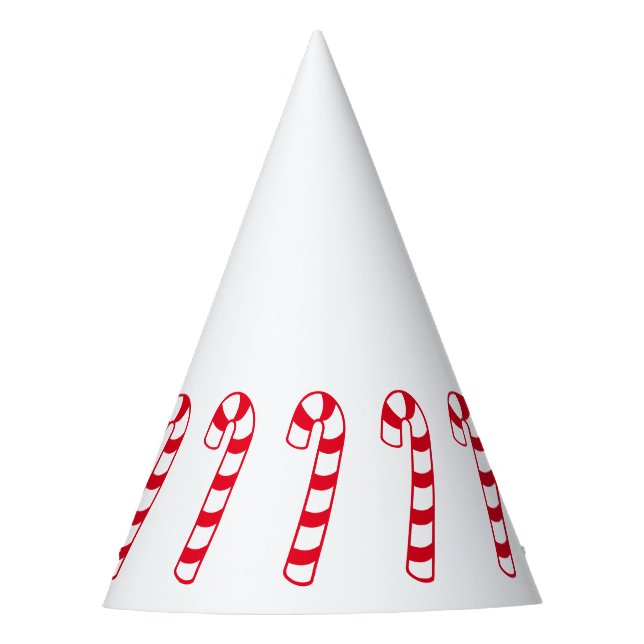Red And White Striped Christmas Candy Canes Party Hat (Front)
