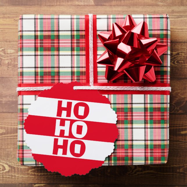 Red and White Striped “Ho Ho Ho” Ornament Card (Insitu (Gift))