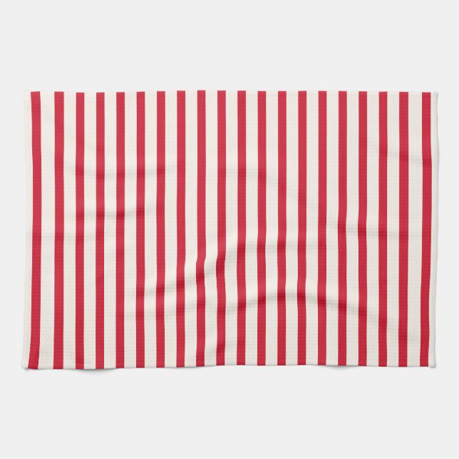 Red and White Striped Modern Christmas Stripe Kitchen Towel (Horizontal)