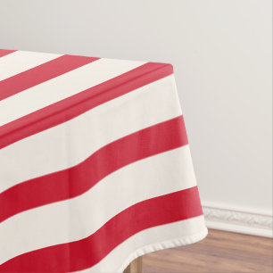 Red and White Striped Modern Christmas Stripe Tablecloth