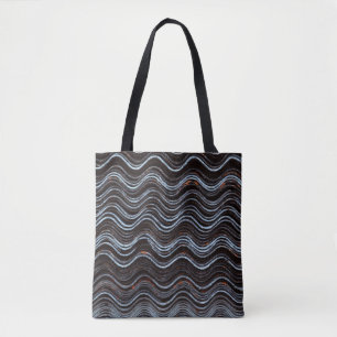 Red and white striped textile tote bag