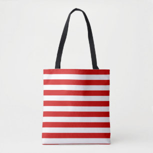 Red and White Striped Tote Bag