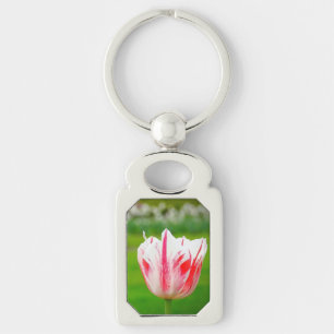 Red and White Striped Tulip Keychain