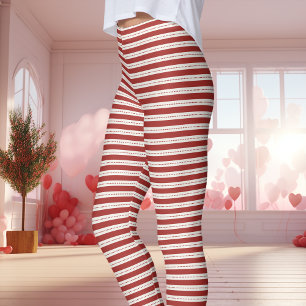 Women s Red And White Striped Leggings Tights Zazzle CA