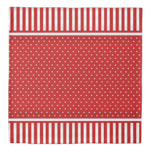 Red and White Stripes and Polka Dots Duvet Cover