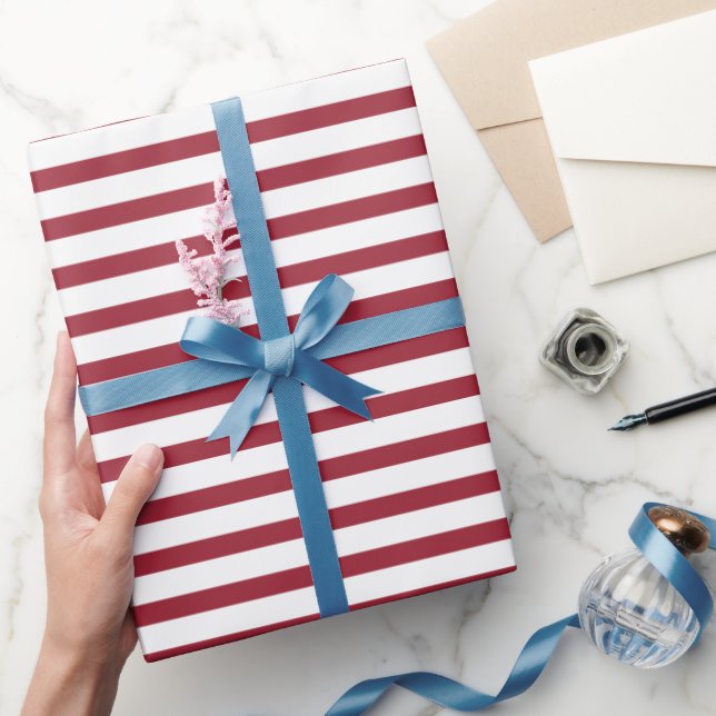 Red and White Stripes Candy Cane or American Theme Wrapping Paper (Gifting)