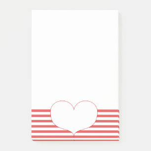 Red and White Stripes & Heart Post-it Notes
