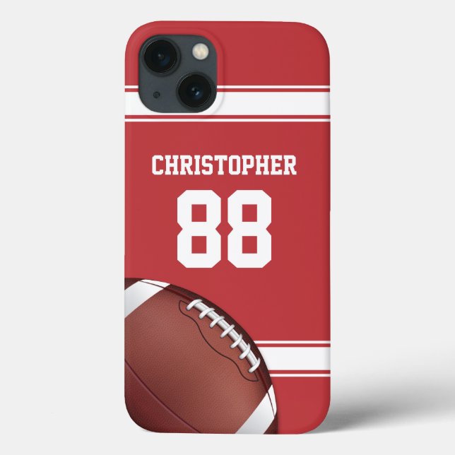 Red and White Stripes Jersey Football Case-Mate iPhone Case (Back)