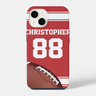 Red and White Stripes Jersey Grid Iron Football iPhone 14 Case