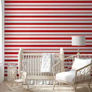Red and White Stripes (large scale) Wallpaper