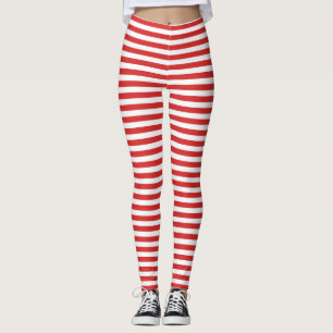 Red and White Stripes Leggings