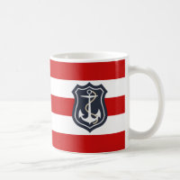 Red and White Stripes Nautical Anchor