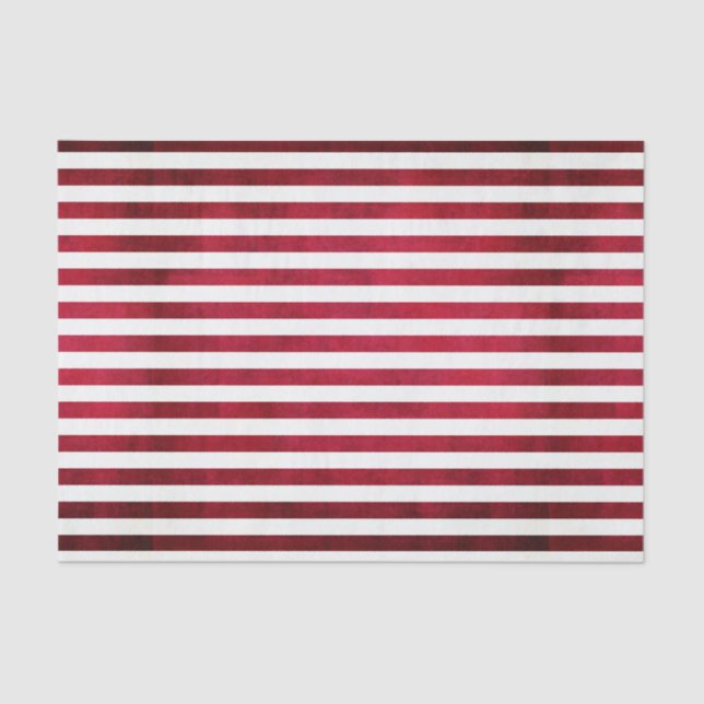 Red and White Stripes on Fabric Texture by STaylor Tissue Paper (Front)