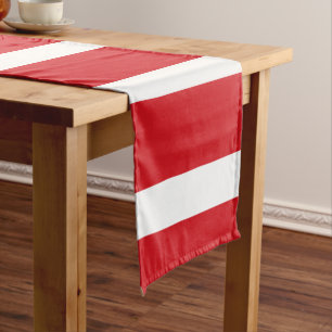 Red and white stripes pattern short table runner